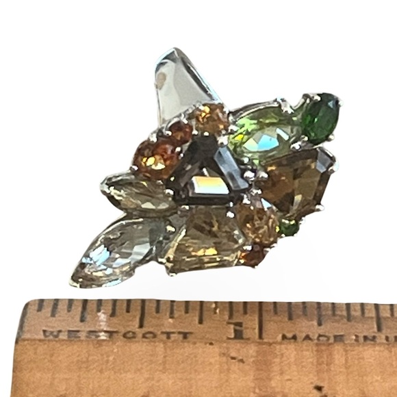 Sterling Silver Prasiolite Smoky Quartz, Citrine, Peridot, Tsavorite Ring Size 8 - Picture 10 of 11